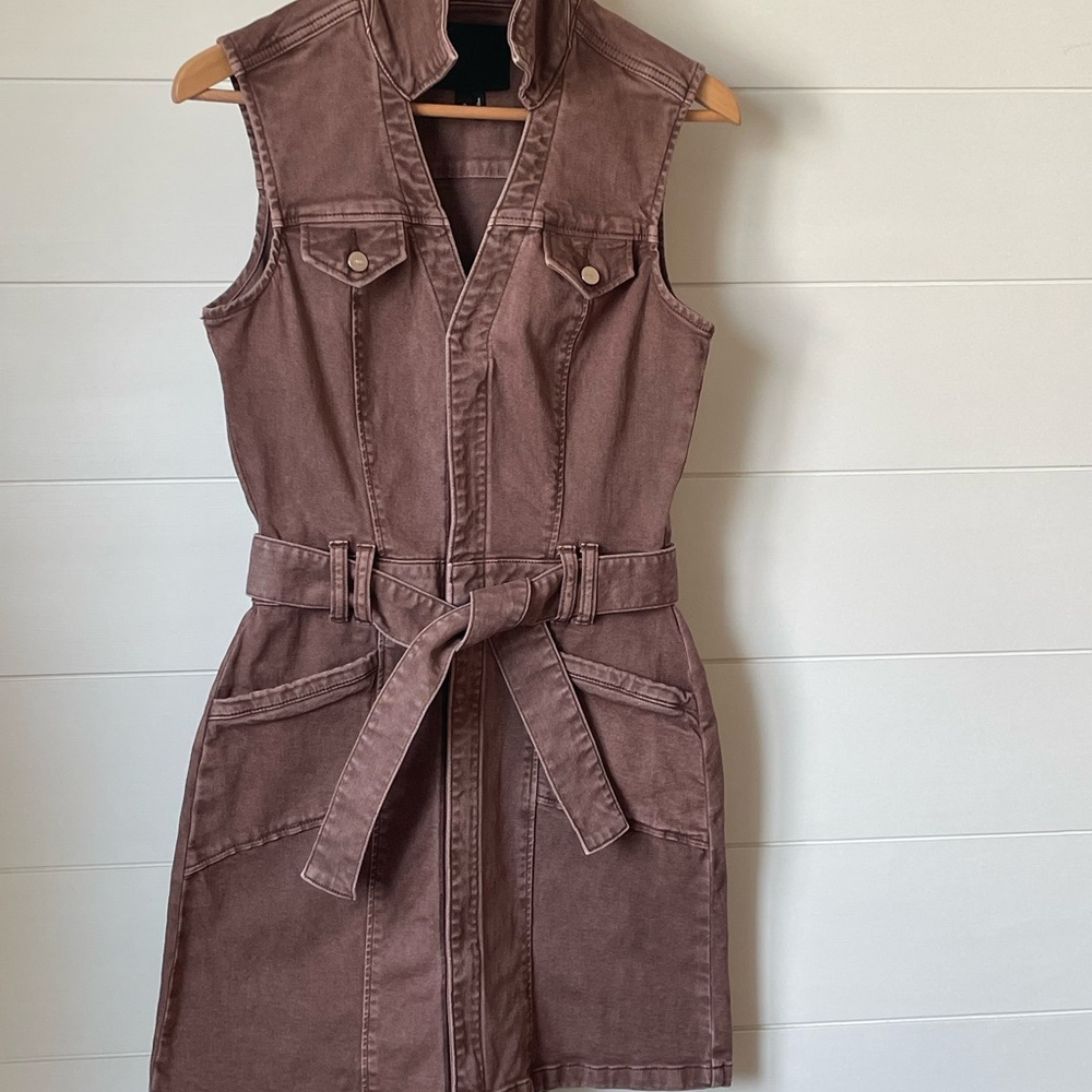 Paige Kelsee
Denim Mini Dress in Vintage Brown